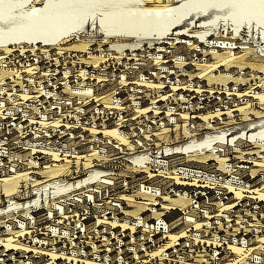 Vintage Map of Port Huron, Michigan, 1867