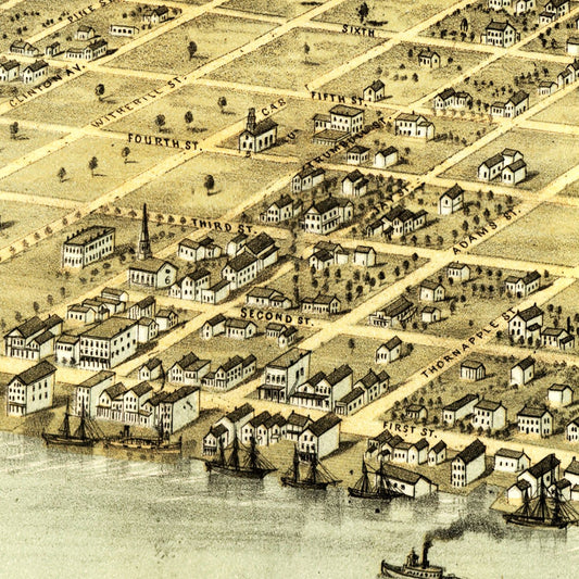 Vintage Map of Saint Clair, Michigan, 1868