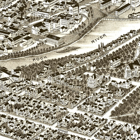 Vintage Map of Beloit, Wisconsin, 1890