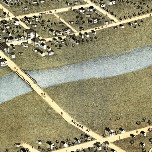 Vintage Map of Prairie du Chien, Wisconsin, 1870