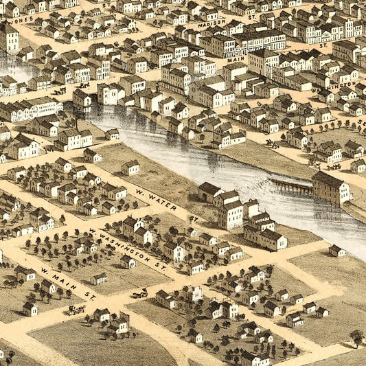 Vintage Map of Watertown, Wisconsin, 1867