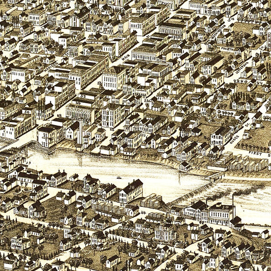 Vintage Map of Watertown, Wisconsin, 1885