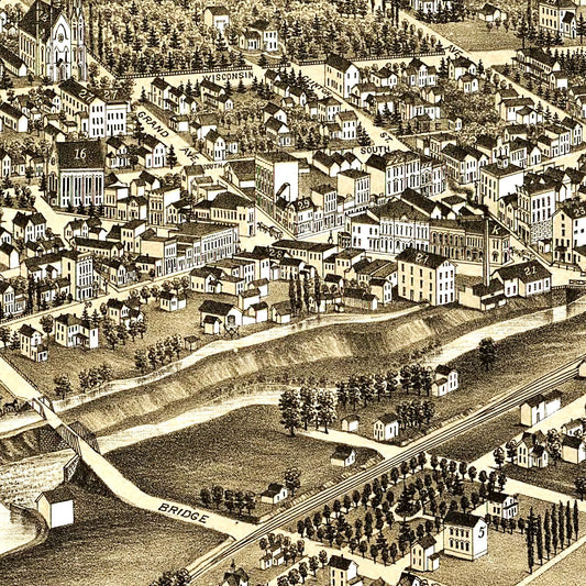 Vintage Map of Waukesha, Wisconsin, 1880