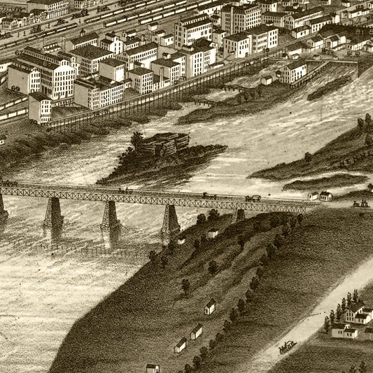 Vintage Map of Minneapolis, Minnesota, 1879