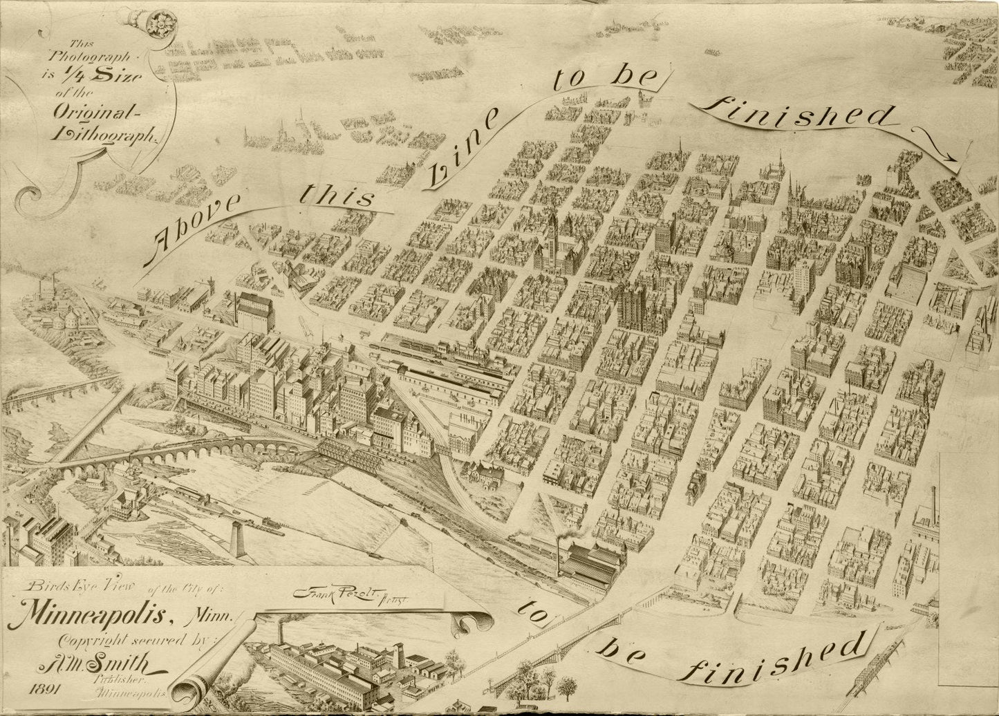 Vintage Map of Minneapolis, Minnesota, 1891