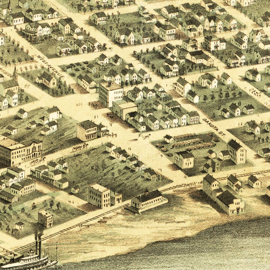 Vintage Map of Red Wing, Minnesota, 1868