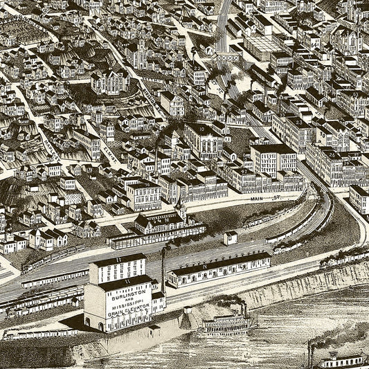 Vintage Map of Burlington, Iowa, 1889 | Wall Art