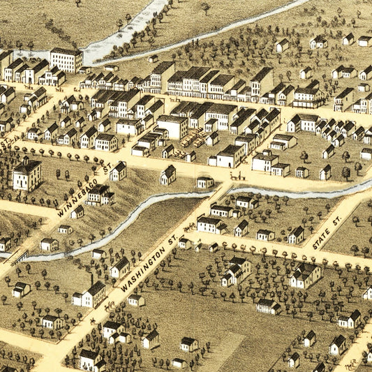 Vintage Map of Decorah, Iowa 1870
