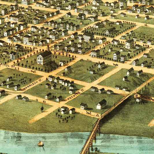Vintage Map of Iowa City, Iowa, 1868