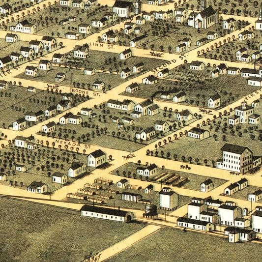 Vintage Map of Marshalltown, Iowa, 1868