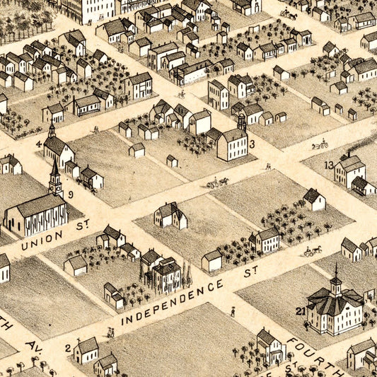 Vintage Map of Pella, Iowa, 1869