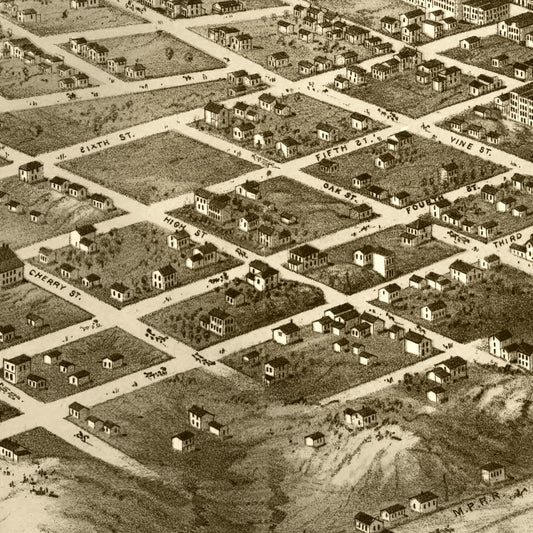 Vintage Map of Kansas City, Missouri, 1869