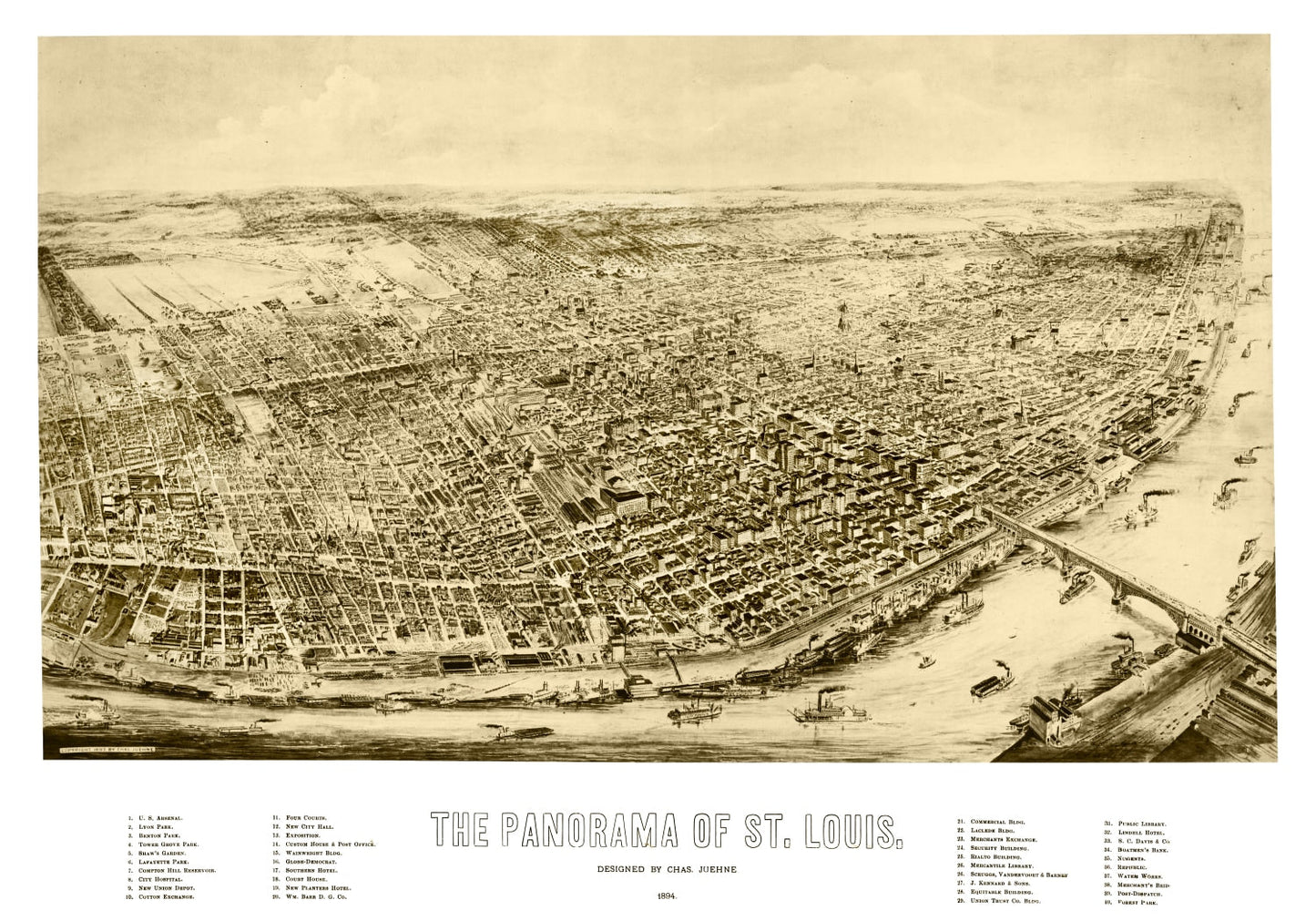 Vintage Map of St. Louis, Missouri, 1894 II