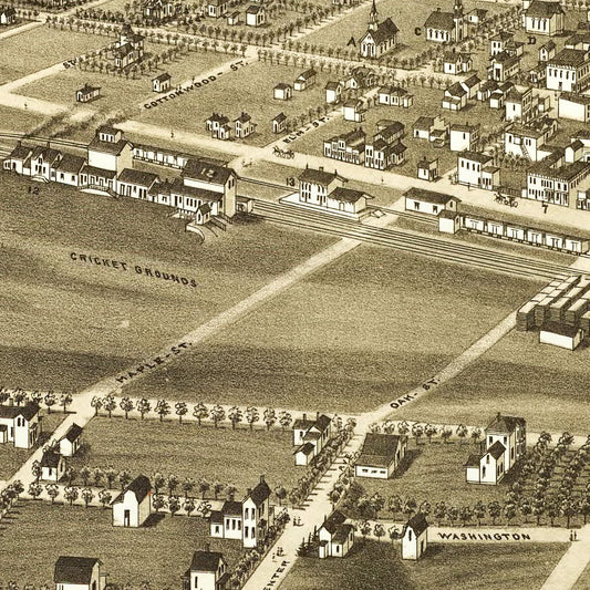 Vintage Map of Watertown, South Dakota 1883