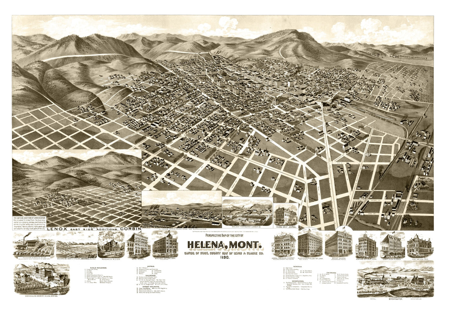 Vintage Map of Helena, Montana, 1890