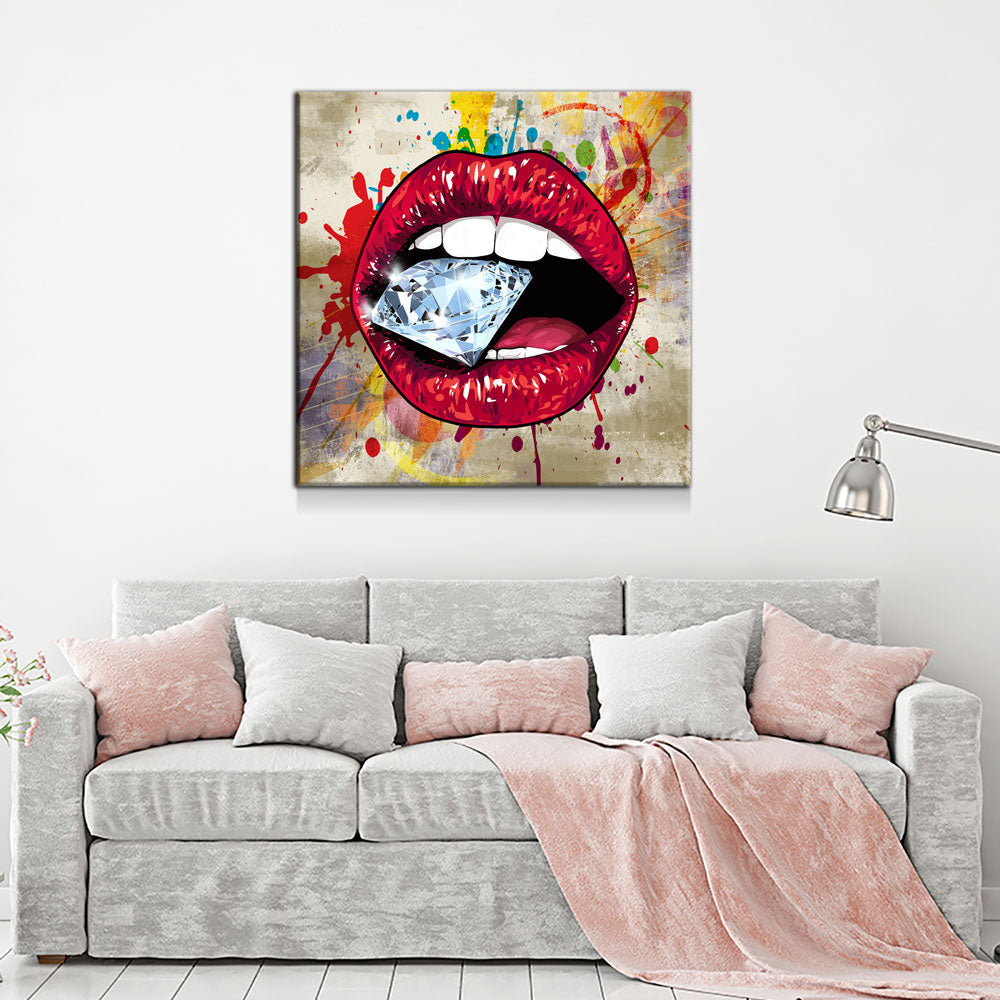 Red Hot Lips Pop Art Canvas Wall Art