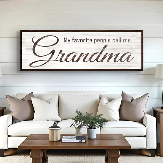 My Favorite People Call Me Grandma canvas shown in a styled room setting, view 2