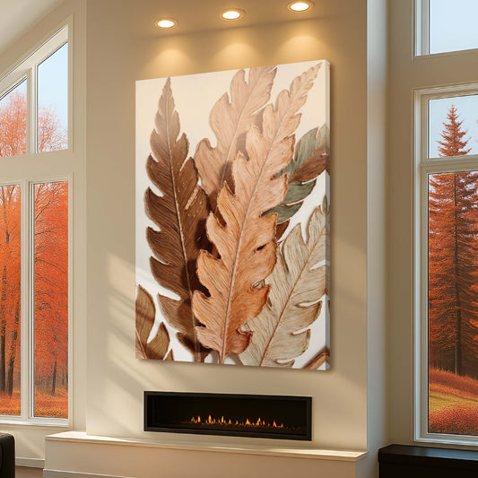 Autumn Leaves Cream and Rust Abstract canvas shown in a styled room setting, view 2