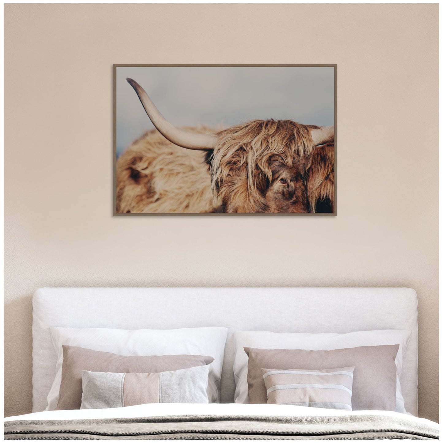 Highland Cow Close-Up Framed Canvas Wall Art