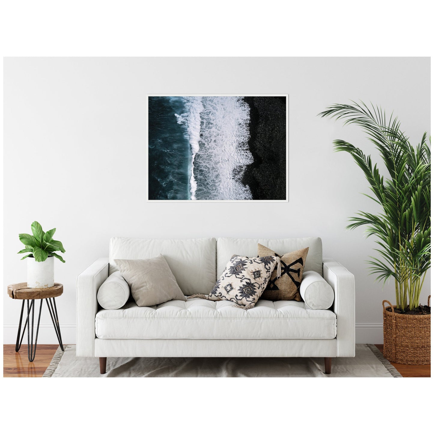 Ocean Waves Black Beach Iceland Framed Canvas