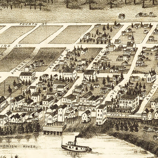Vintage Map of Snohomish, Washington, 1890