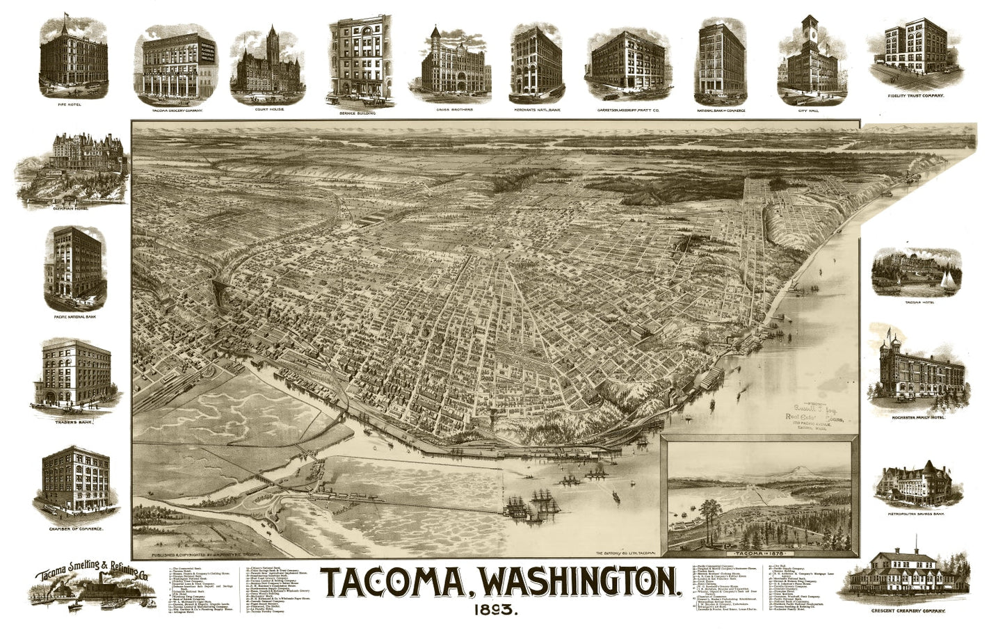 Vintage Map of Tacoma, Washington, 1893
