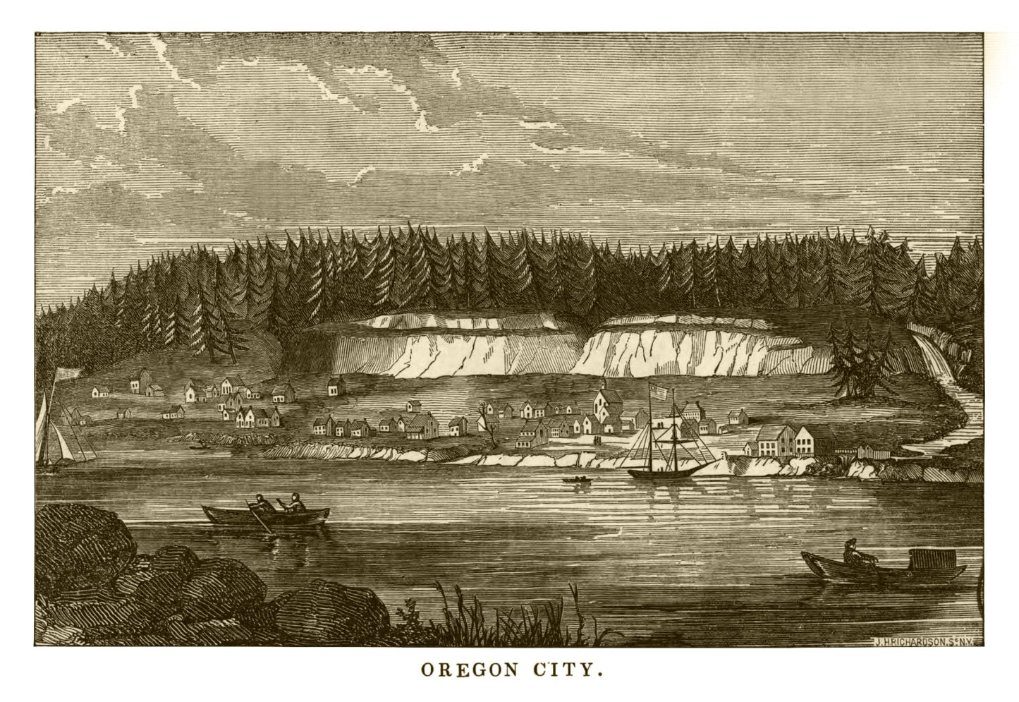 Vintage Map of Oregon City, Oregon, 1880