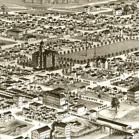 Vintage Map of Salem, Oregon, 1876