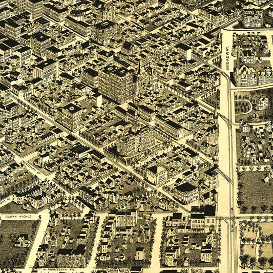 Vintage Map of Denver, Colorado, 1889 (Detail)