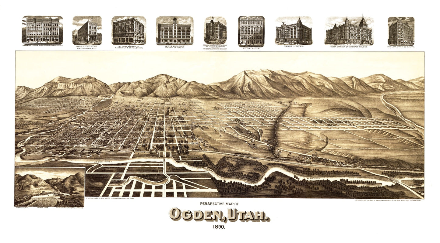 Vintage Map of Ogden, Utah, 1890