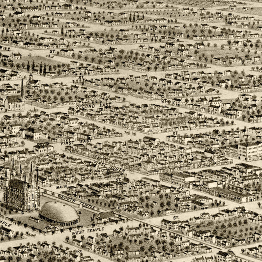 Vintage Map of Salt Lake City, Utah, 1875