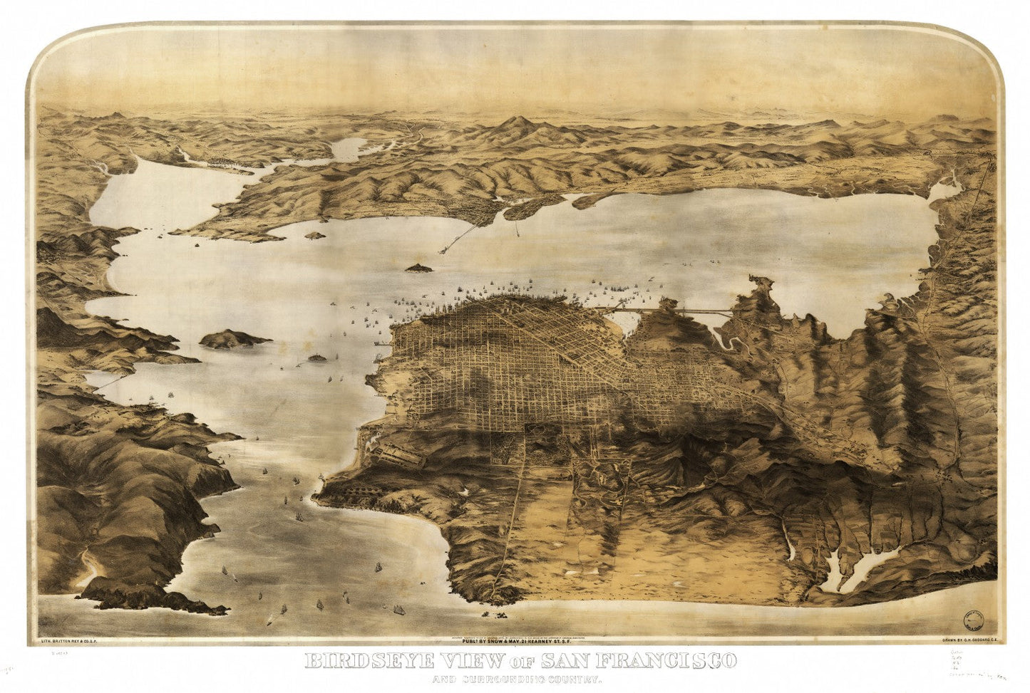 Vintage Map of San Francisco, California, 1876 II