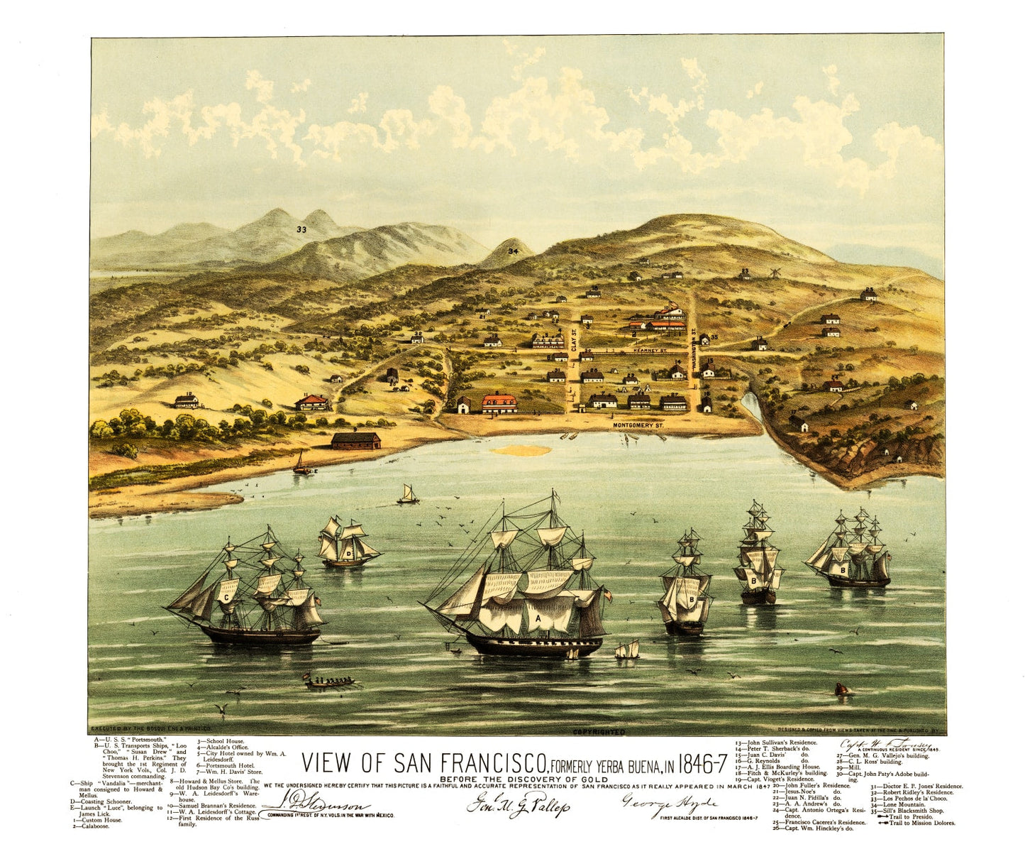Vintage Map of San Francisco, California, 1884