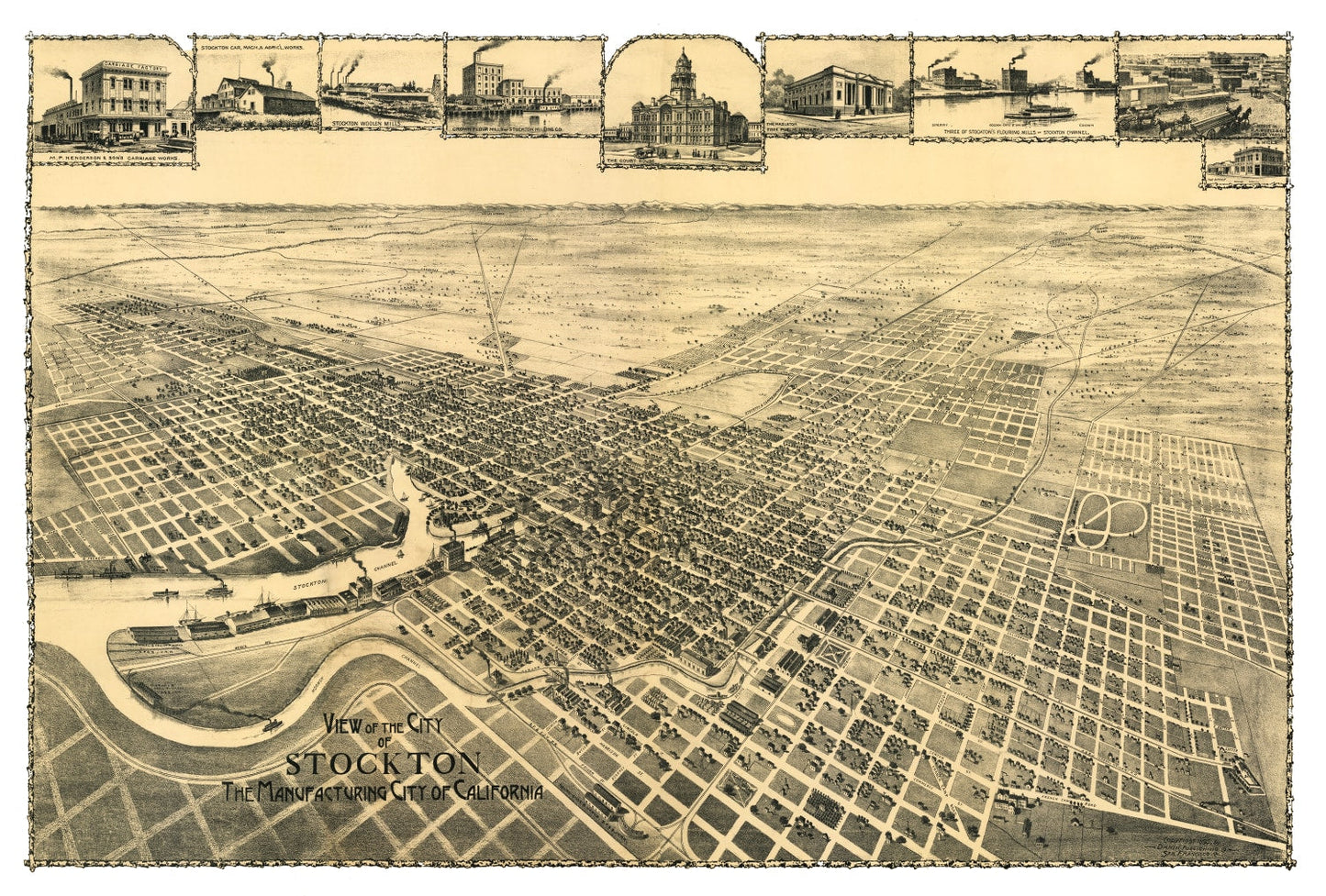 Vintage Map of Stockton, California, 1895