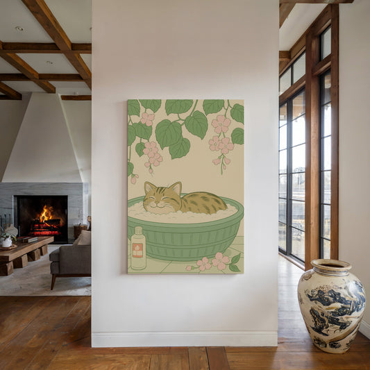 Soak and Purr Cat Spa Dreams Wall Art Print