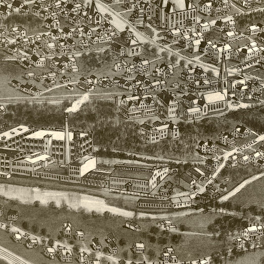 Vintage Map of Canton, Massachusetts, 1918