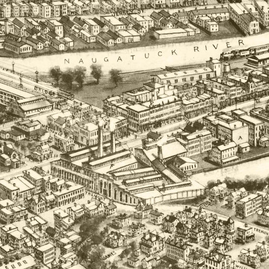 Vintage Map of Ansonia, Connecticut, 1921