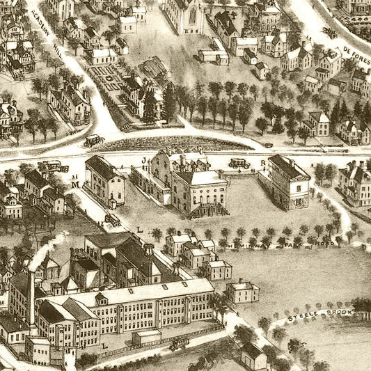 Vintage Map of Watertown, Connecticut 1918