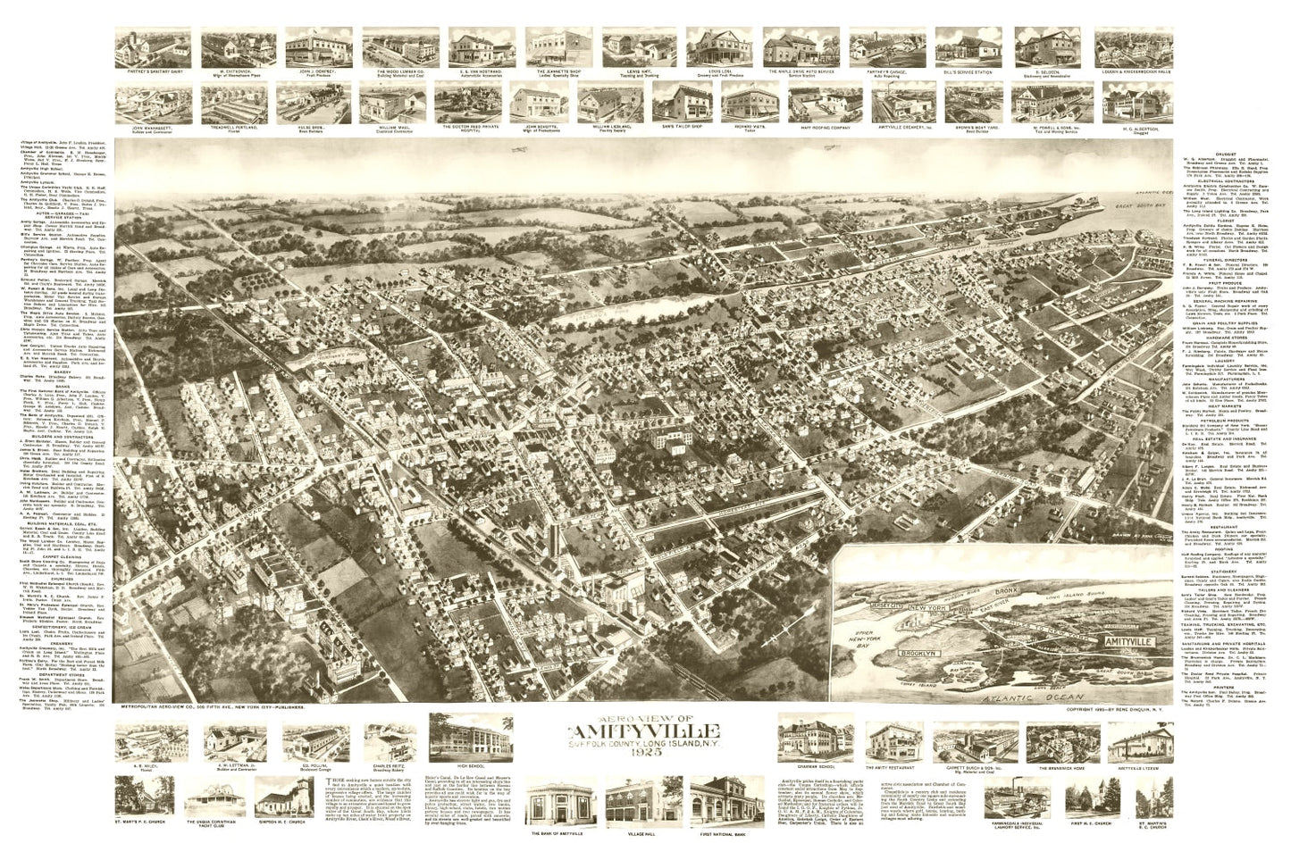 Vintage Map of Amityville, New York, 1925
