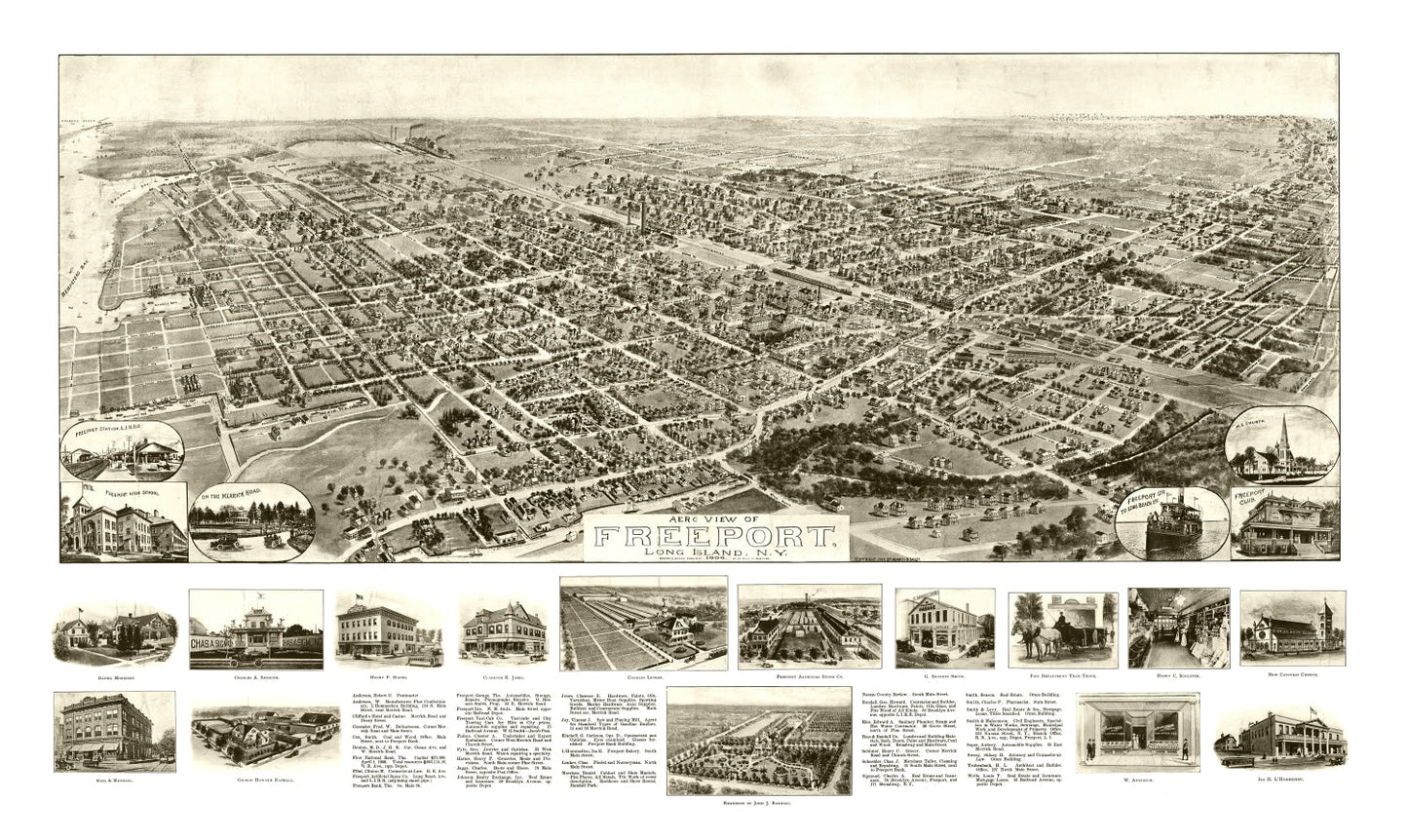 Vintage Map of Freeport, New York, 1909