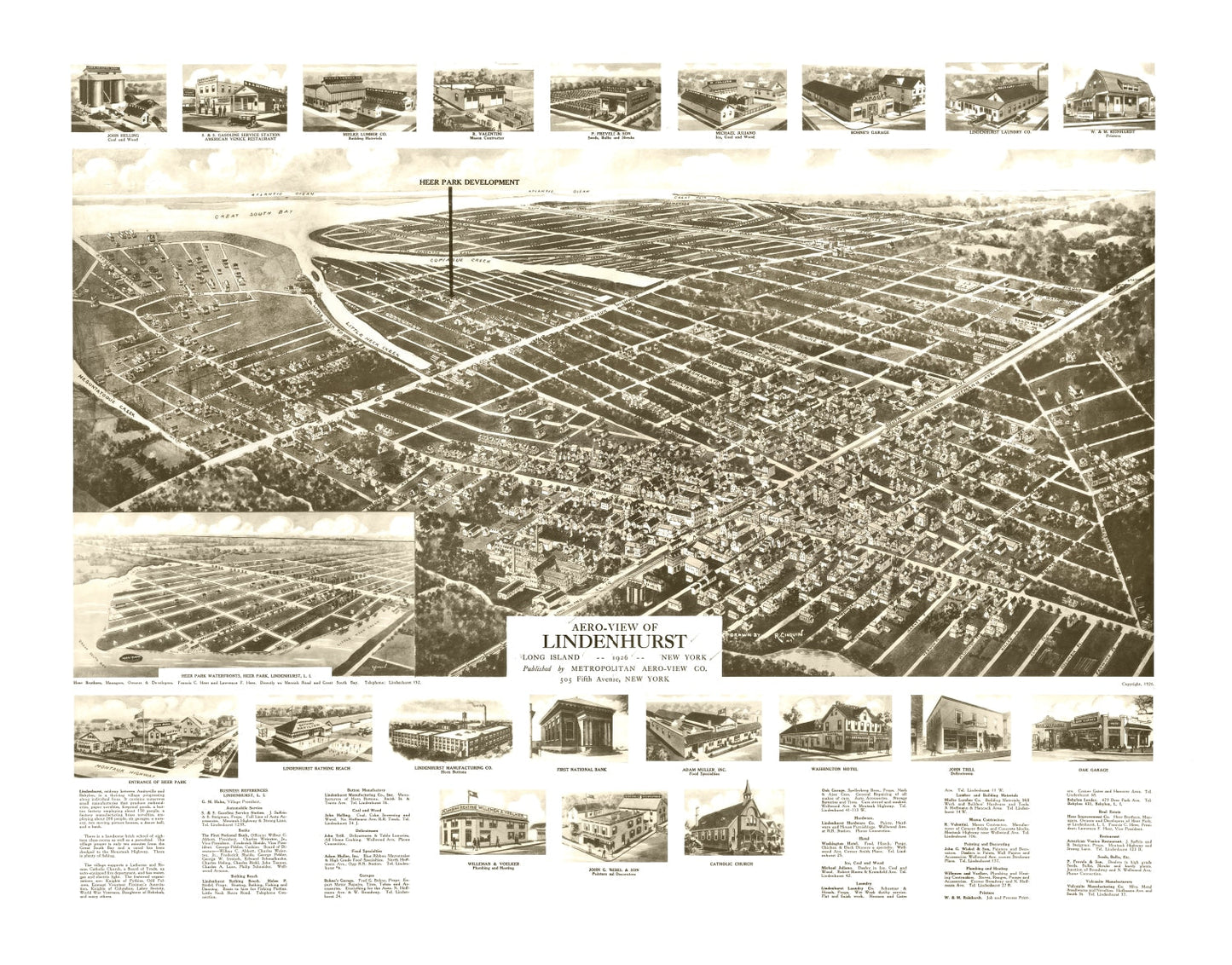 Vintage Map of Lindenhurst, New York, 1926