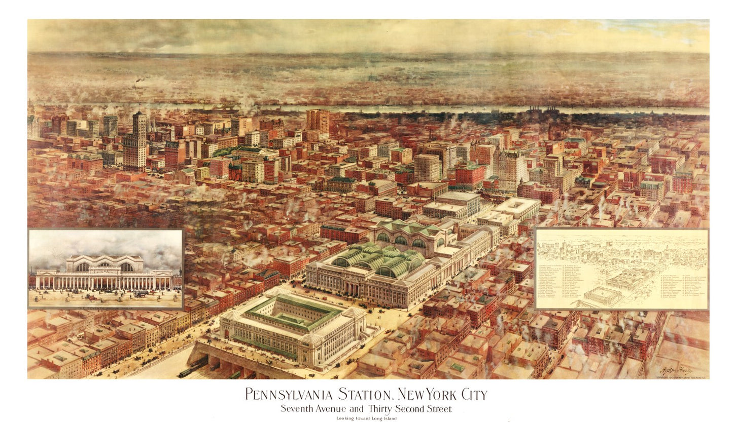 Vintage Map of New York City, New York, 1910