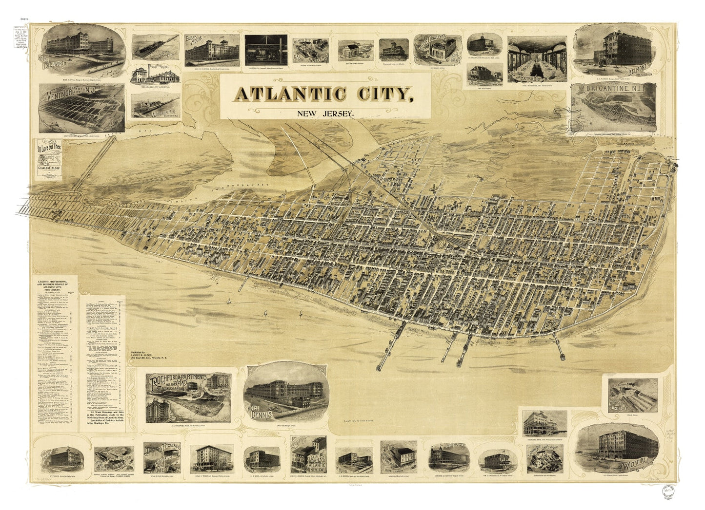 Vintage Map of Atlantic City, New Jersey, 1900