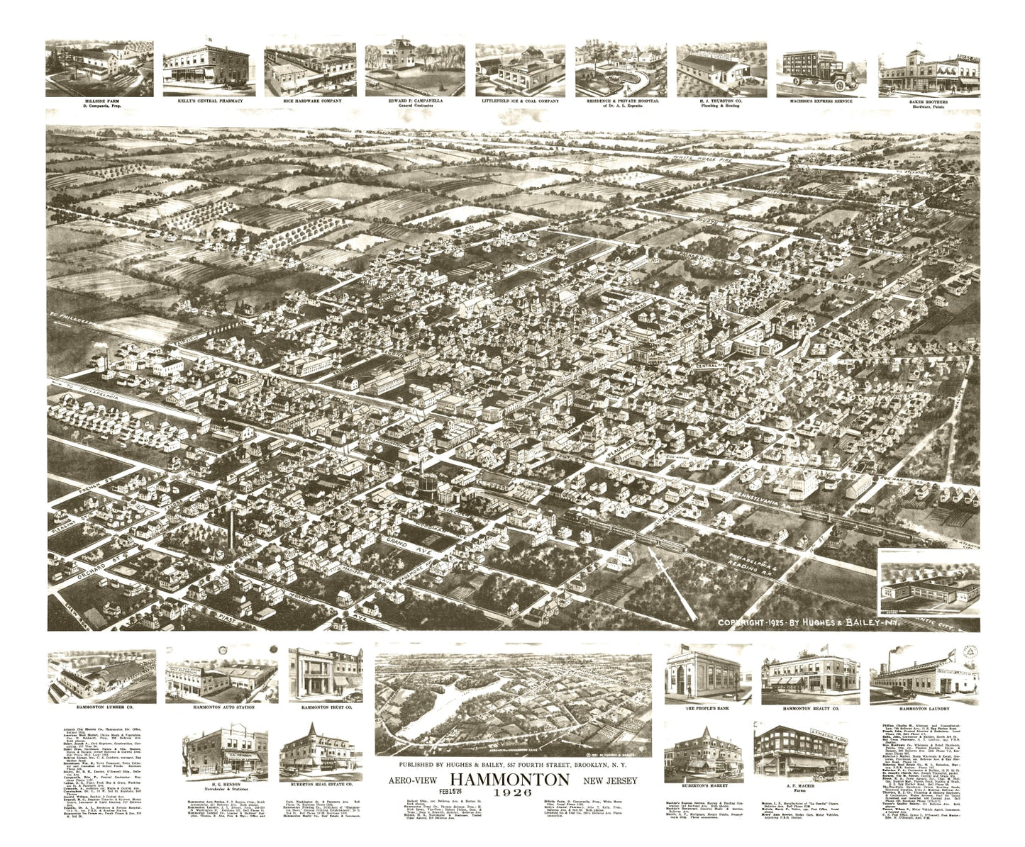 Vintage Map of Hammonton, New Jersey, 1926