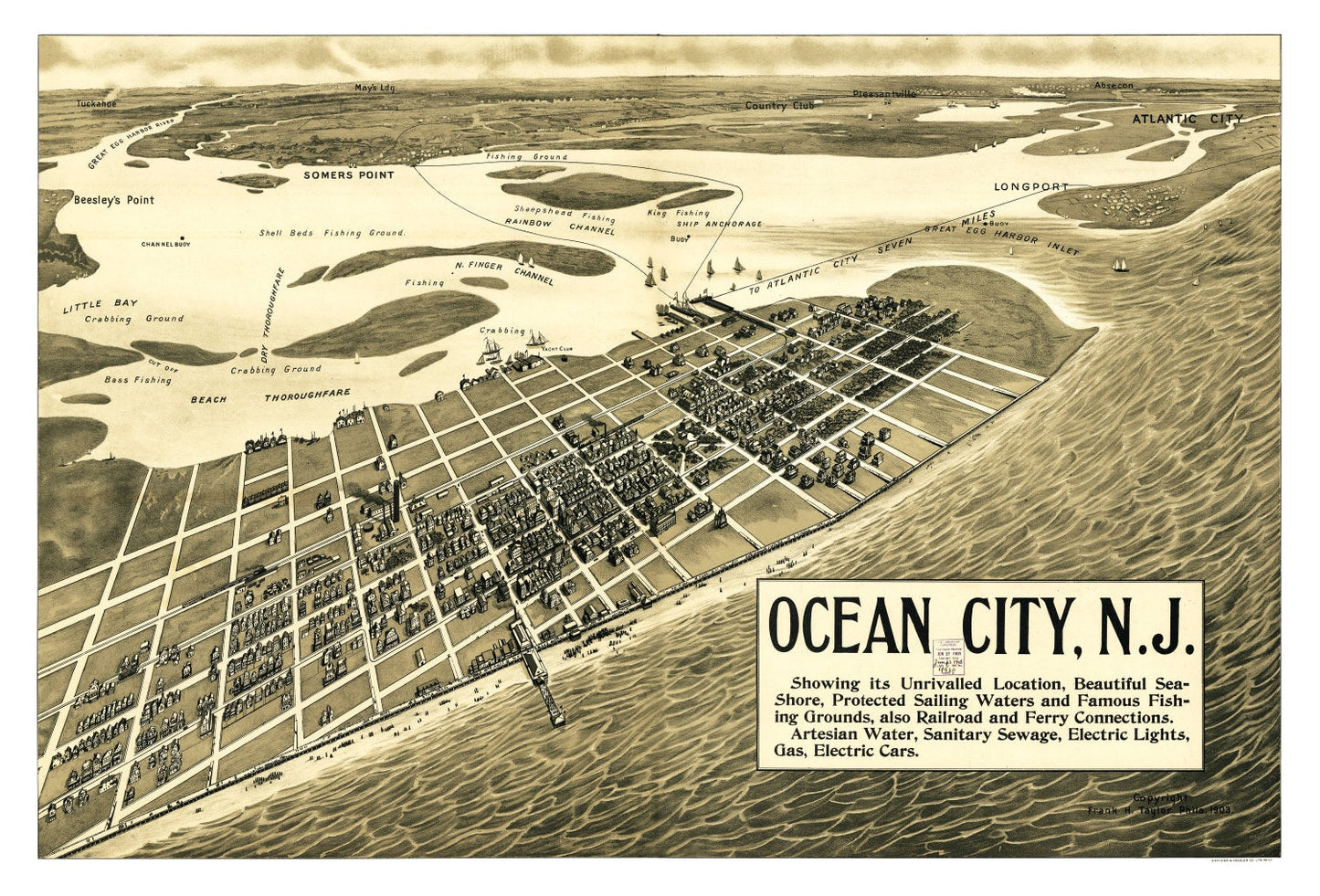 Vintage Map of Ocean City, New Jersey, 1903