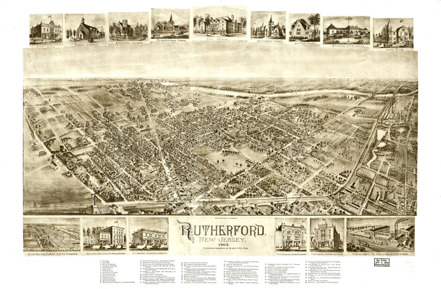 Vintage Map of Rutherford, New Jersey, 1904