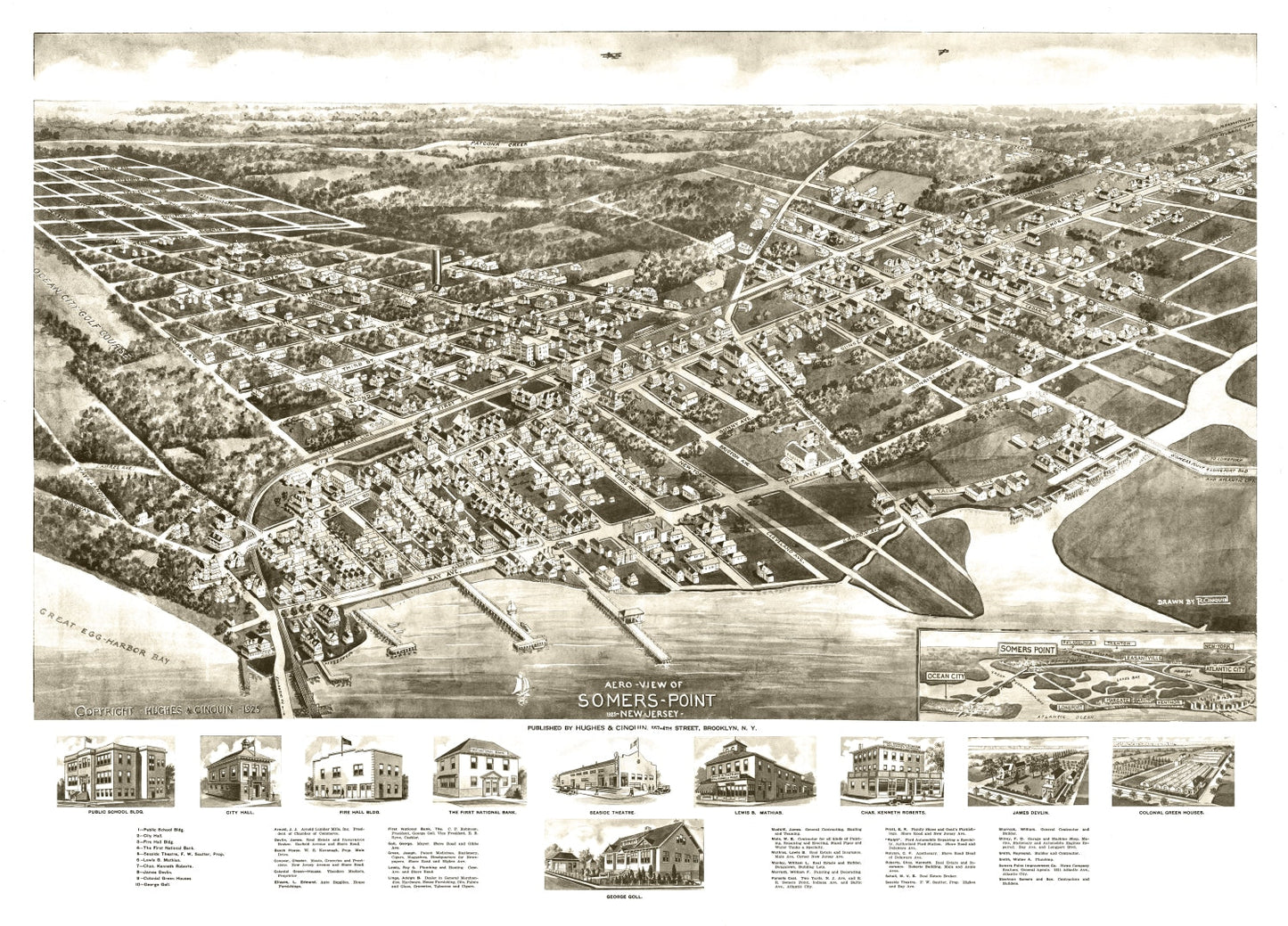 Vintage Map of Somers Point, New Jersey, 1925