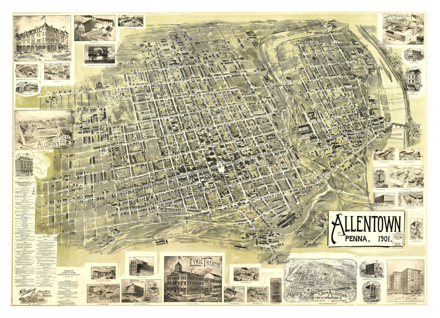 Vintage Map of Allentown, Pennsylvania, 1901