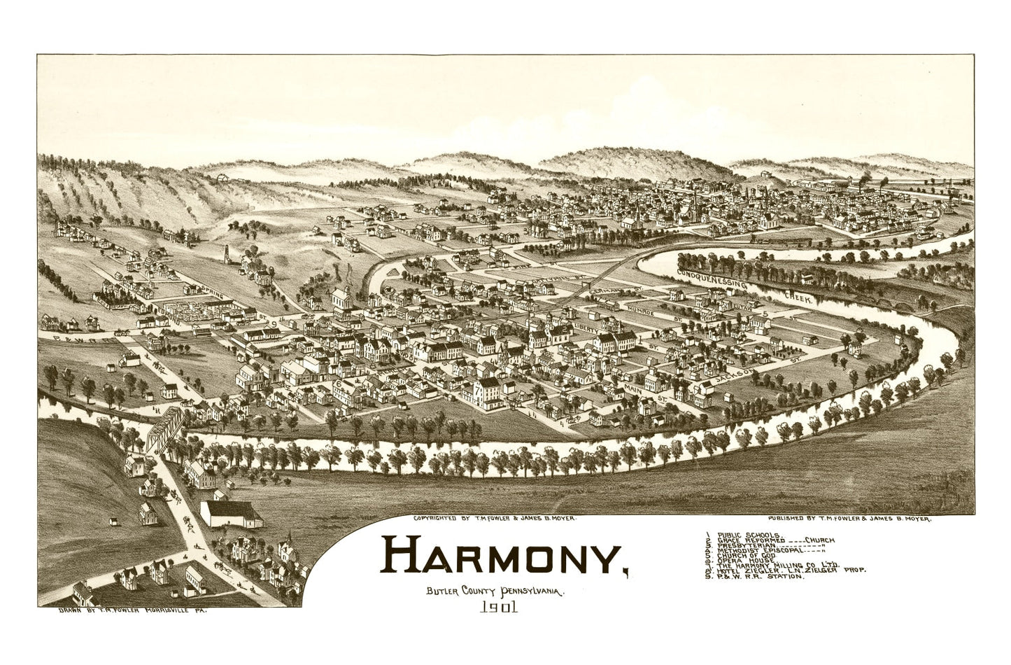 Vintage Map of Harmony, Pennsylvania, 1901