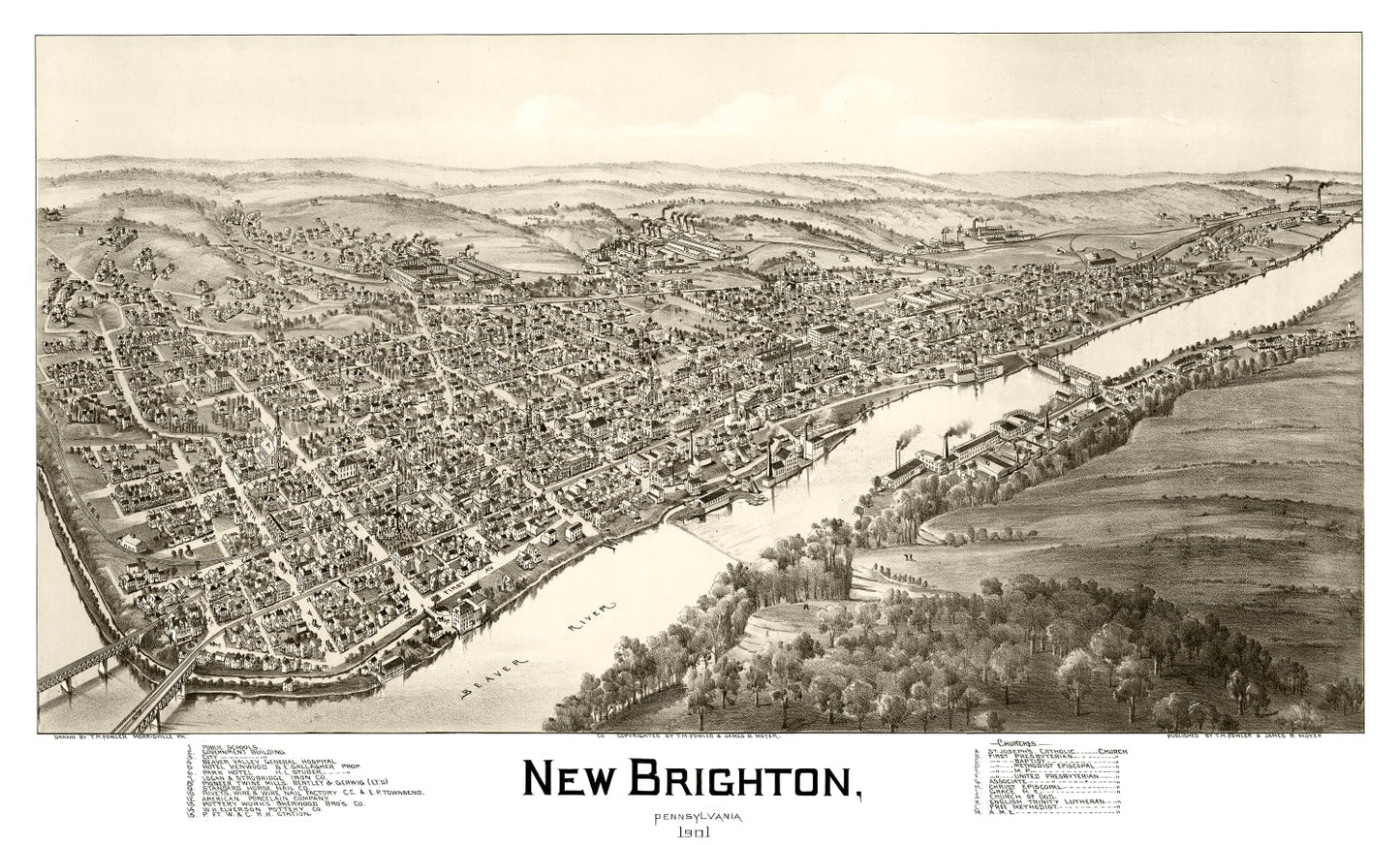 Vintage Map of New Brighton, Pennsylvania, 1901